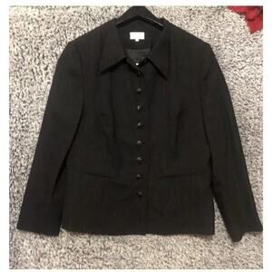 Design am See Black Button Front Fully Lined LS Jacket Blazer Size 10